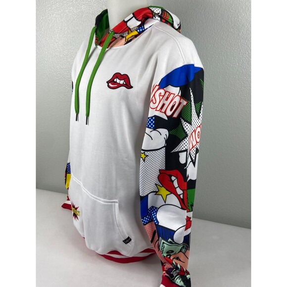 Screenshot Pop Art Hoodie Men 3XL White Fleece Pullover - Picture 5 of 8